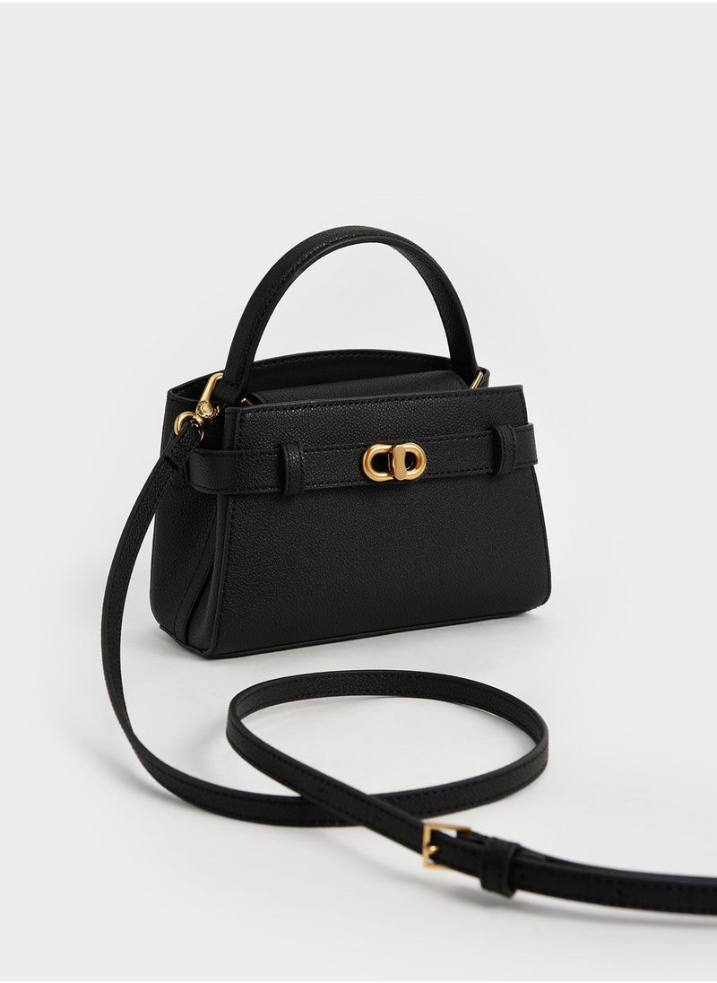 Charles & Keith Aubrielle Metallic-Buckle Top Handle Bag  - Image 5
