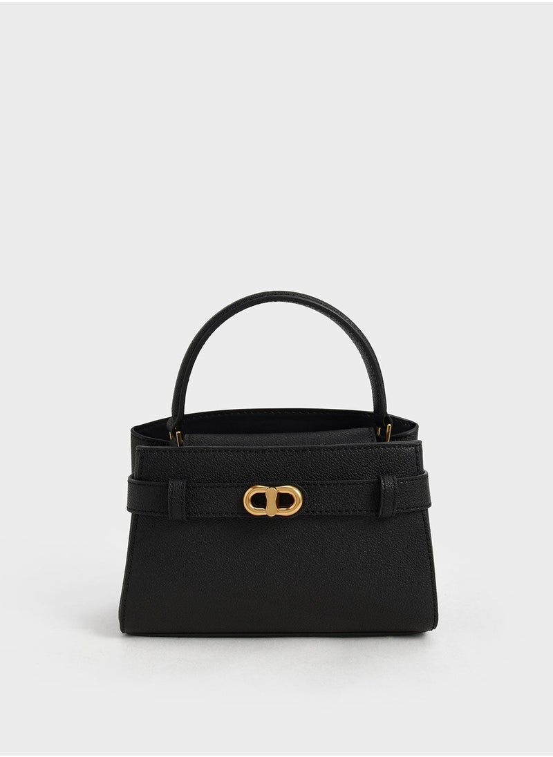 Charles & Keith Aubrielle Metallic-Buckle Top Handle Bag  - Image 1