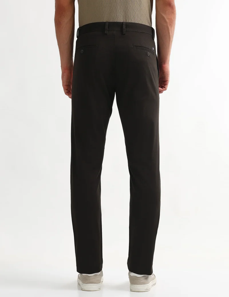 Arrow Dk Brown Dobby Slim Fit Trousers for Men | Best Price UAE