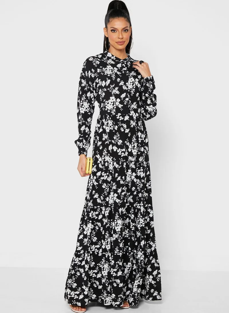 ANOTAH Floral Print Maxi Dress