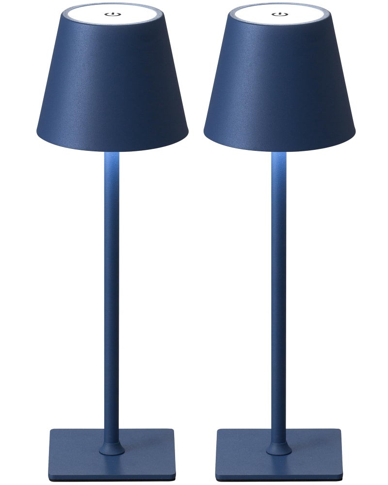 KDG 2 Pack Cordless Table Lamp,Portable LED Desk Lamp, 4000mAh Battery Operated, 3 Color Stepless Dimming Up, for Restaurant/Bedroom/Bars/Outdoor Party/Camping/Coffee Shop Night Light(Blue) - Image 1