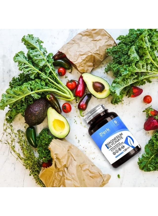 iperk Magnesium Glycinate Capsules Provide 300 mg of Pure Elemental Magnesium Per Serving 120 Vegan Caps | Magnesium Supplement Non GMO, Dairy & Gluten Free - Image 2