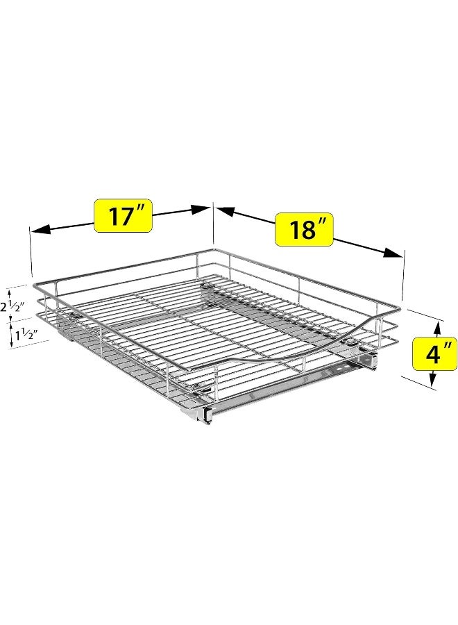 LYNK PROFESSIONAL® Pull Out Cabinet Organizer - Slide Out Pantry Shelves - Sliding Storage for Inside Kitchen Cabinet or Under Sink - Roll Out Drawer for Pots, Pans - 17" Wide x 18" Deep - Chrome - Image 5