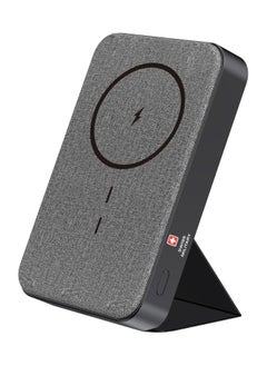 SWISS MILITARY 10000mAh Magnetic Wireless Power Bank (Cable Included) - 15W MagSafe Charging, Foldable Stand, 20W USB-C Output, Compatible with iPhone 12+, Samsung, Huawei - Grey  - Image 1