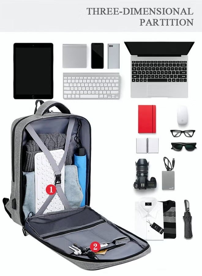 كان واي حقيبة ظهر متعددة الوظائف قابلة للتنفس مع منفذ USB حقيبة مدرسية خفيفة من النايلون المقاوم للماء للرجال 15.6 بوصة - Image 3