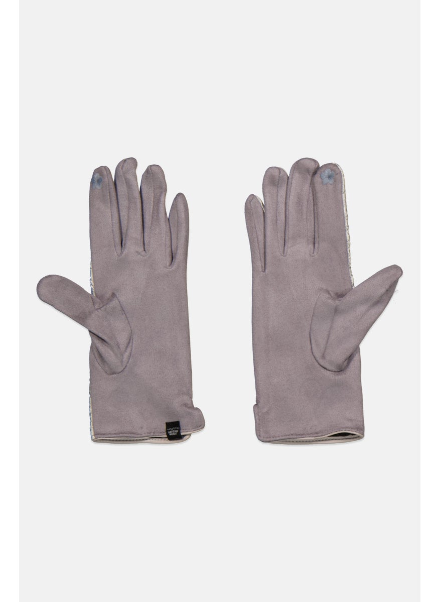 Women 1 Pair Plaid Puffer Gloves, Sliver