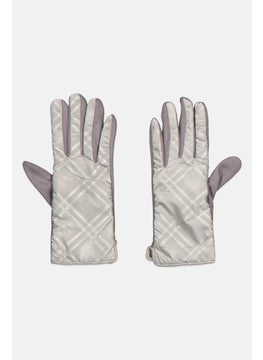 Justin Gregory Women 1 Pair Plaid Puffer Gloves, Sliver  - Image 1