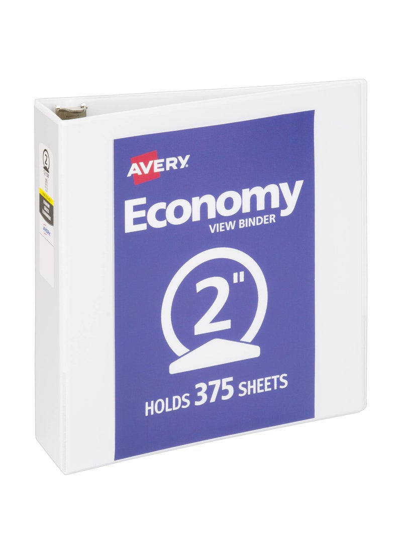 AVERY Avery Economy View 3 Ring Binder, 2" Round Rings, 1 White Binder (05731)  - Image 1