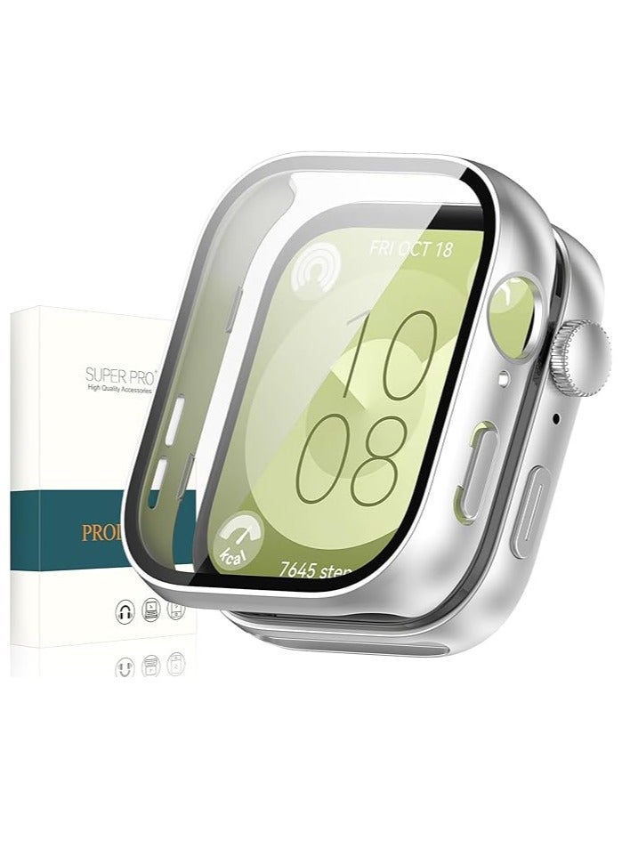 Slim Watch Case Compatible with Huawei Watch Fit 3 Soft Shockproof Full Coverage Built-in Screen Protector TPU silver - Image 2