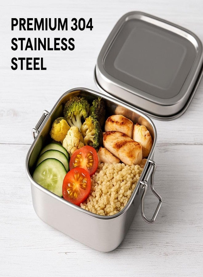 2heet Stainless Steel Tiffin Lunch Box 750ml with Inner Box & Spoon Leakproof Clip Lock Food Container Food Grade Stainless Steel BPA Free Reusable Lunchbox for Kids Adults School Office Travel - Image 5