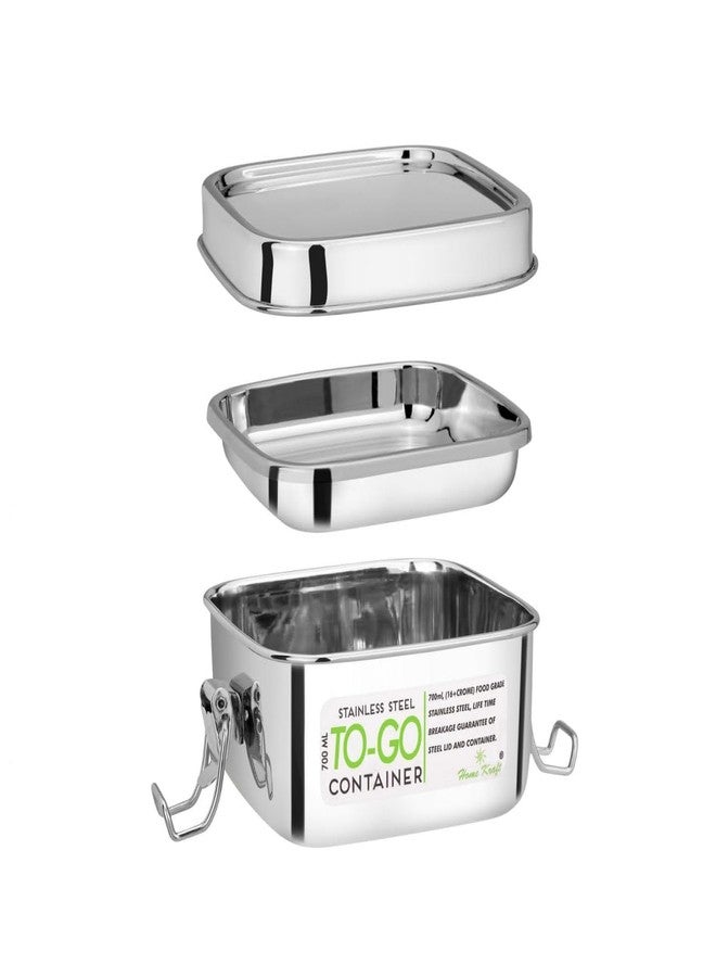 2heet Stainless Steel Tiffin Lunch Box 750ml with Inner Box & Spoon Leakproof Clip Lock Food Container Food Grade Stainless Steel BPA Free Reusable Lunchbox for Kids Adults School Office Travel - Image 1