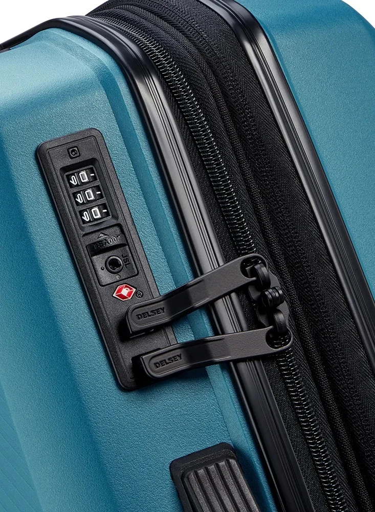 DELSEY Paris Anvers 55 cm Expandable 4 Double-Wheeled Small Cabin Suitcase Trolley - Teal Blue