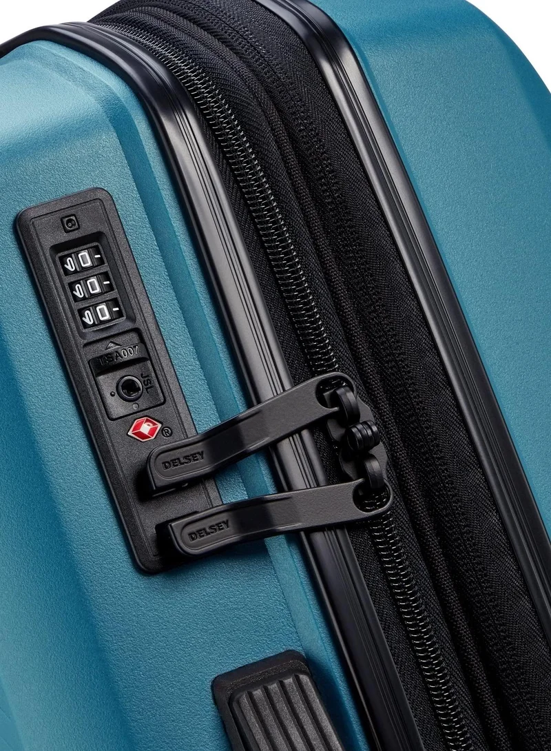 DELSEY Paris  anvers 55 cm hardside 4-double wheeled expandable cabin lugagge trolley - teal blue  | Best Price UAE