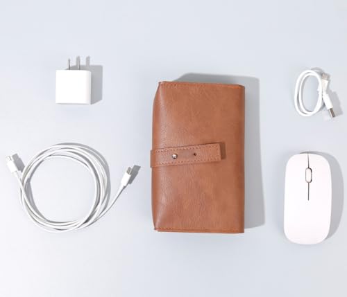 DUWUZEST Vintage Pu leather Electronic organizer travel case,cord organizer travel, Leather charger shortage for essentials mouse, adapter, cables (vintage brown) - Image 2