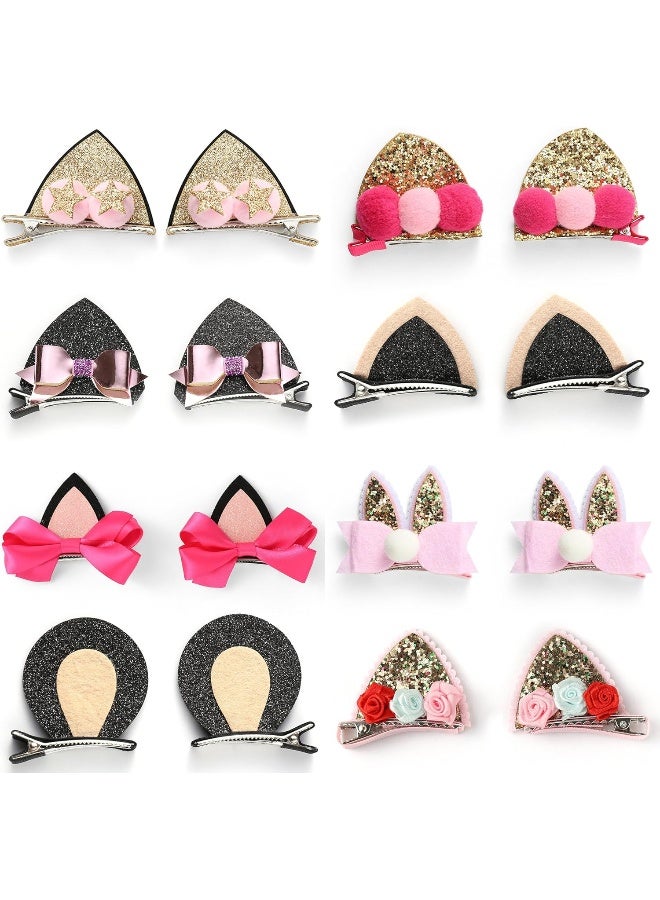 OneDor Sparkle Shiny Hair Bow Ribbon Clip sets for Babies, Toddlers, Young Girls, and Children (Animal-8 Pairs) - Image 1