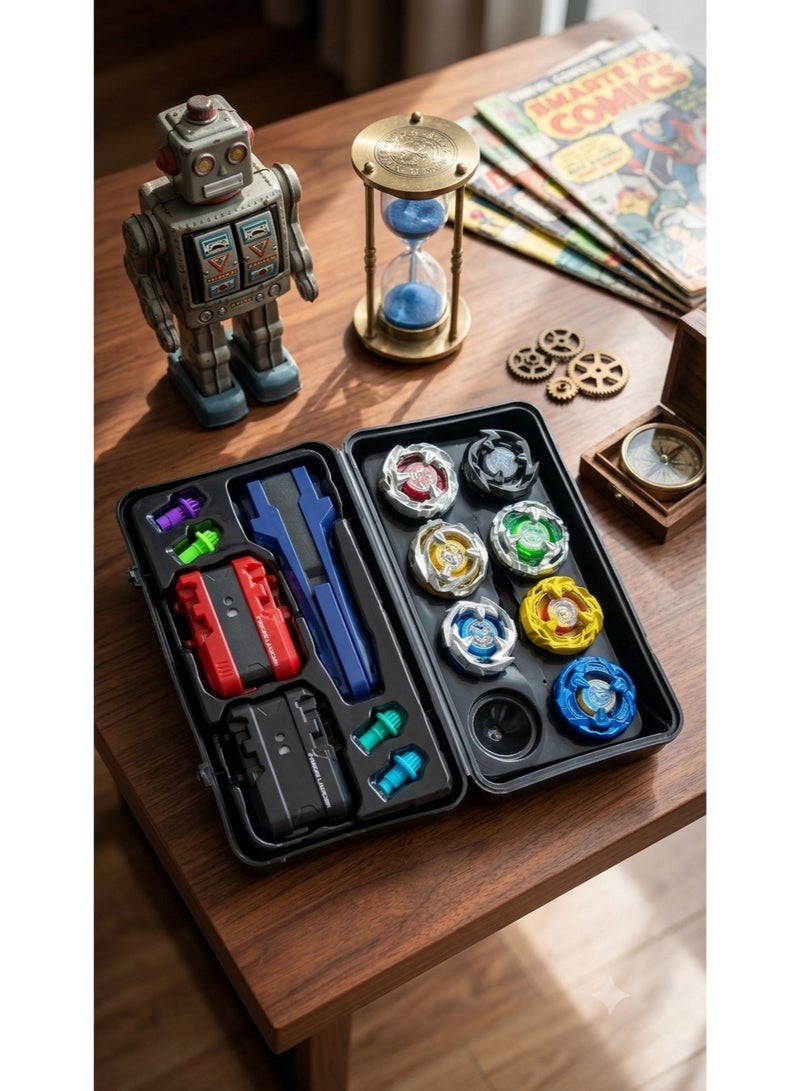 Premium Battle Spinning Top Set – Includes 6 Metal Fusion Performance Tops, 2 Heavy-Duty Launchers, and Portable Carrying Case for Storage and Transport - Image 2