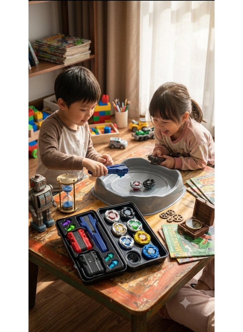 Premium Battle Spinning Top Set – Includes 6 Metal Fusion Performance Tops, 2 Heavy-Duty Launchers, and Portable Carrying Case for Storage and Transport - Image 3