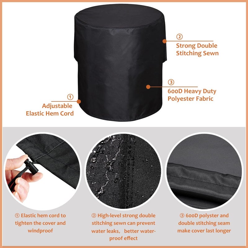 SheeChung Outdoor Fireplace Cover for Fire Sense 01471 Fire Pit,Waterproof Round Grill Cover 30 Inch,Heavy Duty 600D Outside Round Covers for BBQ Grill Smoker,UV Resistant,30"Dx43"H - Image 4