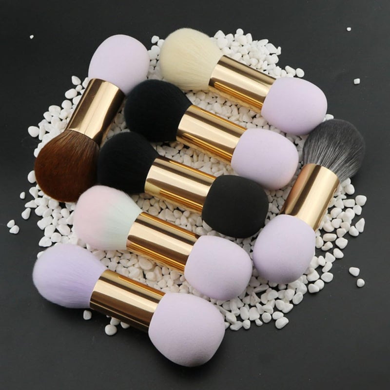 Double Ended Makeup Brush with Purple Sponge Tips, Artificial Fiber Loose Powder and Blush Brush for Women, Multi-function Cosmetic Tool for Everyday Makeup Application - Image 5