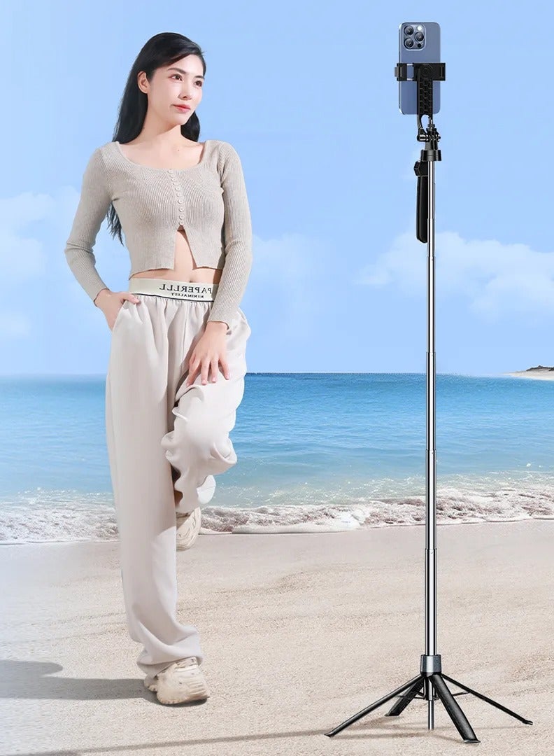 ريماكس عصا سيلفي متعددة الوظائف، حامل ثلاثي القوائم وحامل بث مباشر، حامل ثلاثي القوائم قابل للتعديل مع جهاز تحكم لاسلكي، حامل هاتف قابل للتمديد للتصوير الفوتوغرافي وتسجيل الفيديو - Image 4