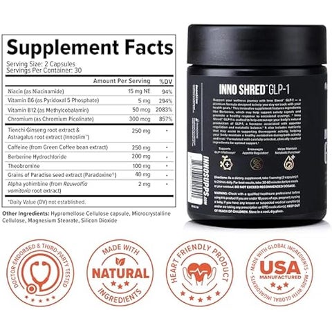 INNOSUPPS Inno Supps Inno Shred GLP-1 | Thermogenic Support + Appetite Support + Energy* | Berberine + Chromium | 60 Capsules. 30 Servings. | Best Price Bahrain | Manama, Riffa INNOSUPPS Inno Supps Inno Shred GLP-1 | Thermogenic Support + Appetite Support + Energy* | Berberine + Chromium | 60 Capsules. 30 Servings. | Best Price Bahrain | Manama, Riffa