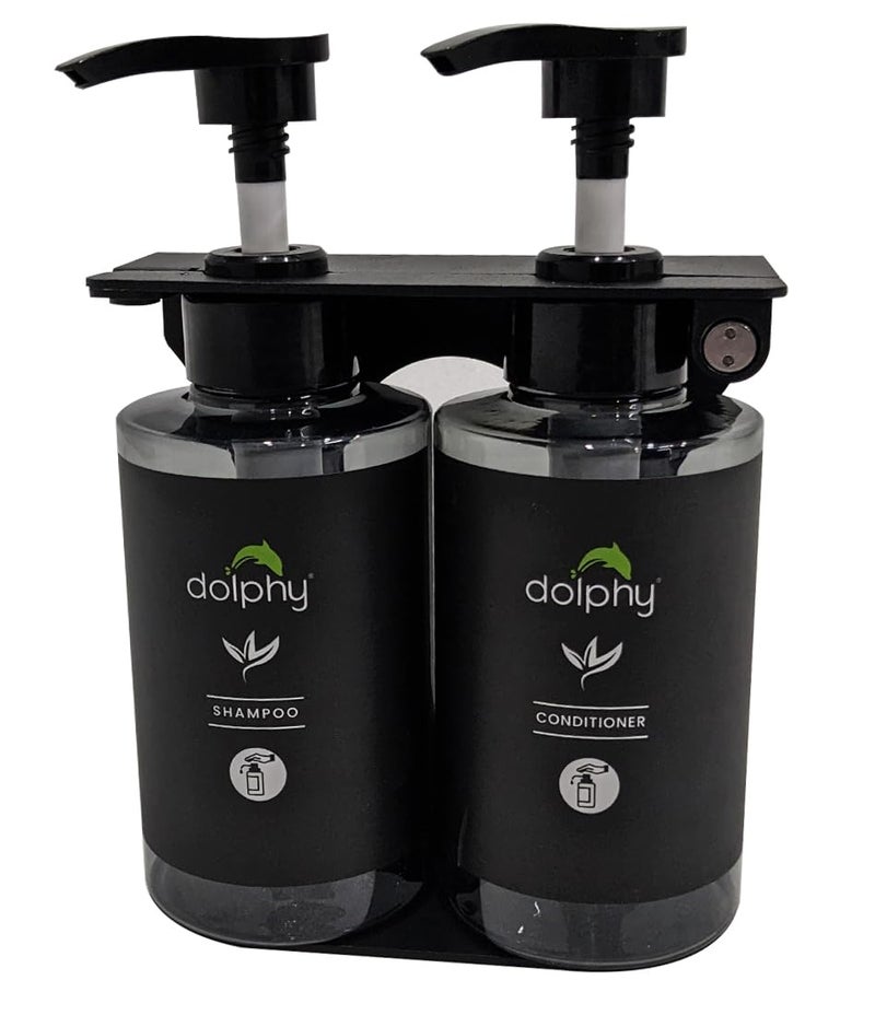 Dolphy Wall Mount & Table Top Liquid Soap Dispenser | for Hand Wash,Shampoo, Conditioner & Shower Gel for Bathroom/Basin/Kitchen Sink - 300ml (Set of 2) - Image 1