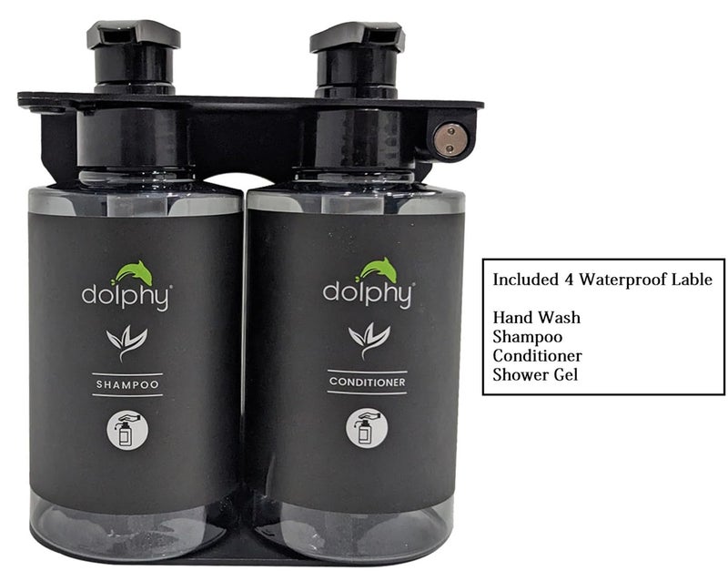 Dolphy Wall Mount & Table Top Liquid Soap Dispenser | for Hand Wash,Shampoo, Conditioner & Shower Gel for Bathroom/Basin/Kitchen Sink - 300ml (Set of 2) - Image 2