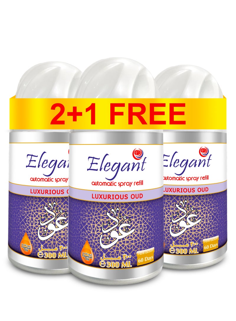 Elegant 3 Piece Luxurious Oud Automatic Refill Spray Set 300ml  - Image 1