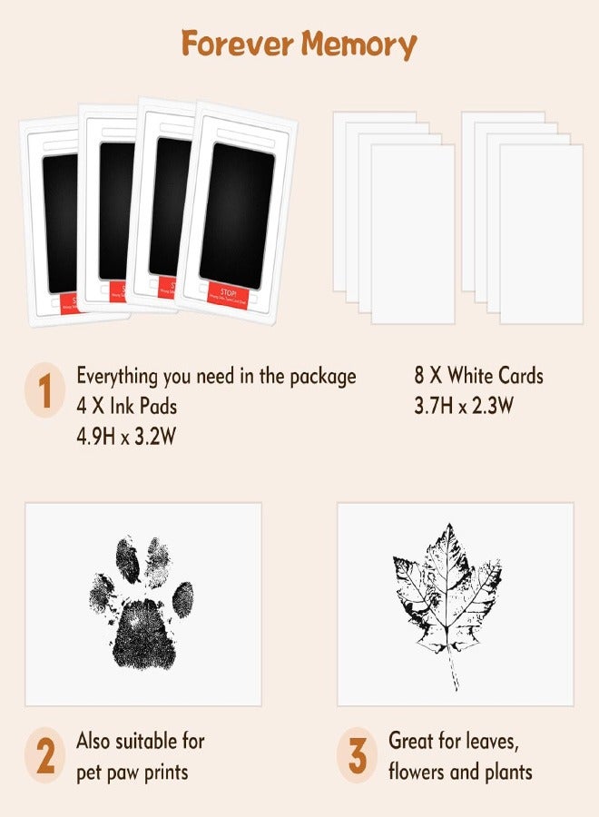 Baby Footprint Kit, 4-Pack Inkless Hand and Footprint Kit, Clean-Touch Baby Hand and Footprint Kit Dog Paw Print Kit Dog Nose Print Kit for Newborn and Pet, 4 Ink Pads and 8 Imprint Cards - Image 5