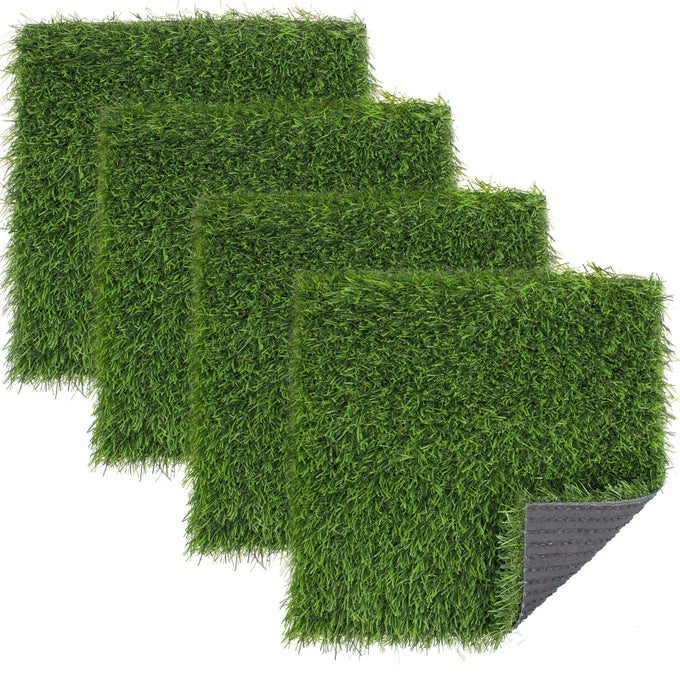GRASS SQUARES PLACEMATS 4 PACKS 12X 12 ARTIFICIAL GRASS TURF PATCH TILES GREEN GRASS SQUARES FAKE GRASS MAT SYNTHETIC GRASS RUG ROLL TABLETOP DECORATIONS FOR HOME DINING CHRISTMAS TABLE DECOR