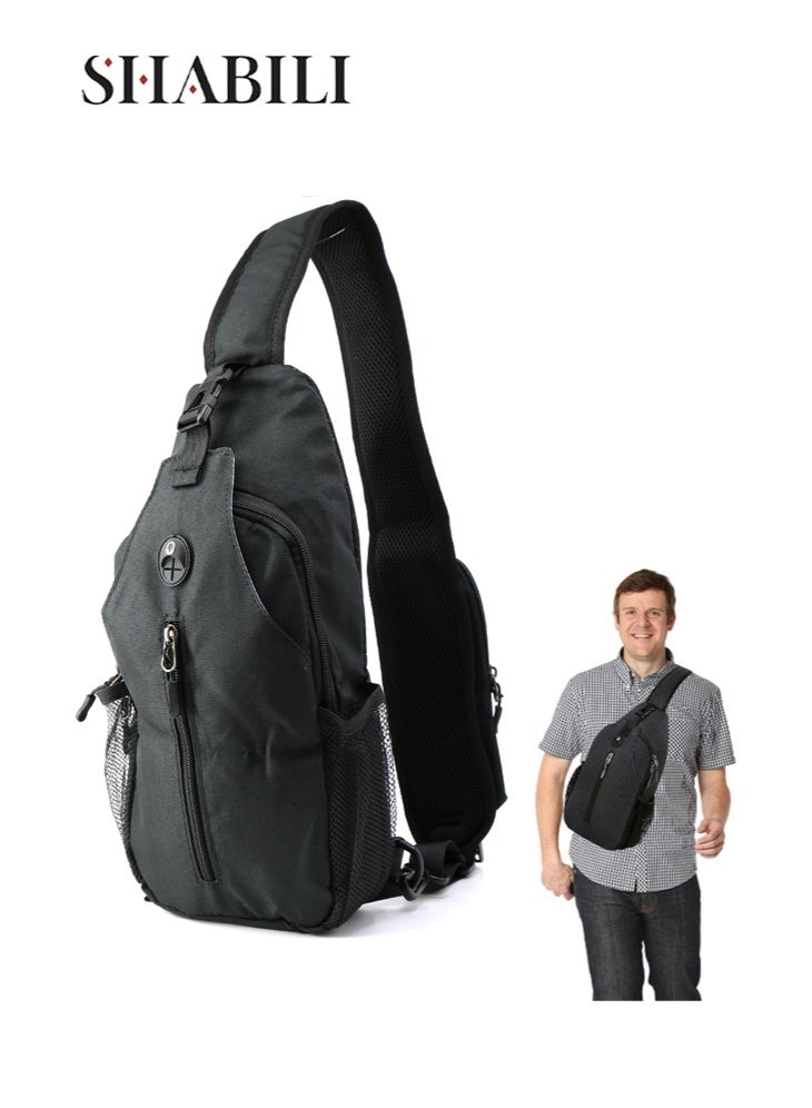 شبيلي حقيبة صدر من القماش للرجال والنساء، حقيبة خصر وكتف جانبية وخفيفة الوزن، حقيبة كروس بدي متعددة الاستخدام للدراجات وركوب العجل، مناسبة للأولاد والبنات للسفر اليومي والاستخدام العملي - Image 1