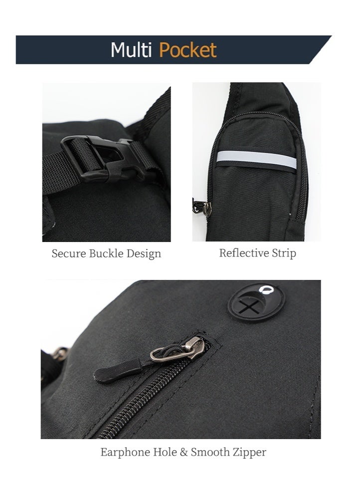 شبيلي حقيبة صدر من القماش للرجال والنساء، حقيبة خصر وكتف جانبية وخفيفة الوزن، حقيبة كروس بدي متعددة الاستخدام للدراجات وركوب العجل، مناسبة للأولاد والبنات للسفر اليومي والاستخدام العملي - Image 3