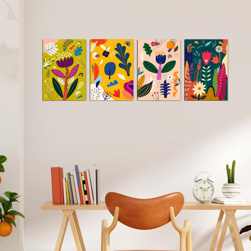 PAPER PLANE DESIGN Poster Frames Black Wall Hangings Size 825 x 1175 inch Set of 4 Floral Abstract Art - Image 2