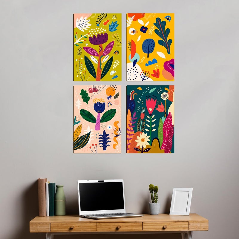 PAPER PLANE DESIGN Poster Frames Black Wall Hangings Size 825 x 1175 inch Set of 4 Floral Abstract Art - Image 3