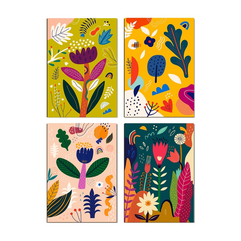 PAPER PLANE DESIGN Poster Frames Black Wall Hangings Size 825 x 1175 inch Set of 4 Floral Abstract Art - Image 4