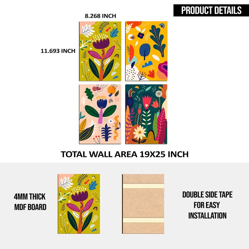PAPER PLANE DESIGN Poster Frames Black Wall Hangings Size 825 x 1175 inch Set of 4 Floral Abstract Art - Image 5