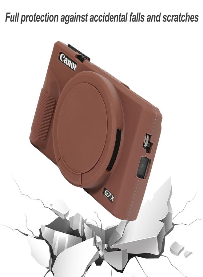 Pocoukate Case for Canon G7X Mark III Camera, Soft Silicone Protective Cover Skin with Removable Lens Cover for Powershot G7X Mark iii Camera, with G7X Mark III Screen Protector Accessories-Coffee - Image 5