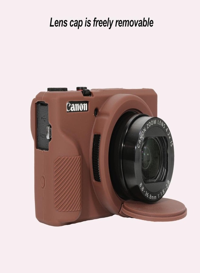 Pocoukate Case for Canon G7X Mark III Camera, Soft Silicone Protective Cover Skin with Removable Lens Cover for Powershot G7X Mark iii Camera, with G7X Mark III Screen Protector Accessories-Coffee - Image 4