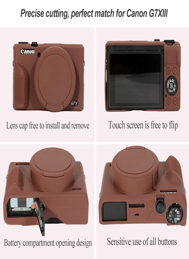 Pocoukate Case for Canon G7X Mark III Camera, Soft Silicone Protective Cover Skin with Removable Lens Cover for Powershot G7X Mark iii Camera, with G7X Mark III Screen Protector Accessories-Coffee - Image 3
