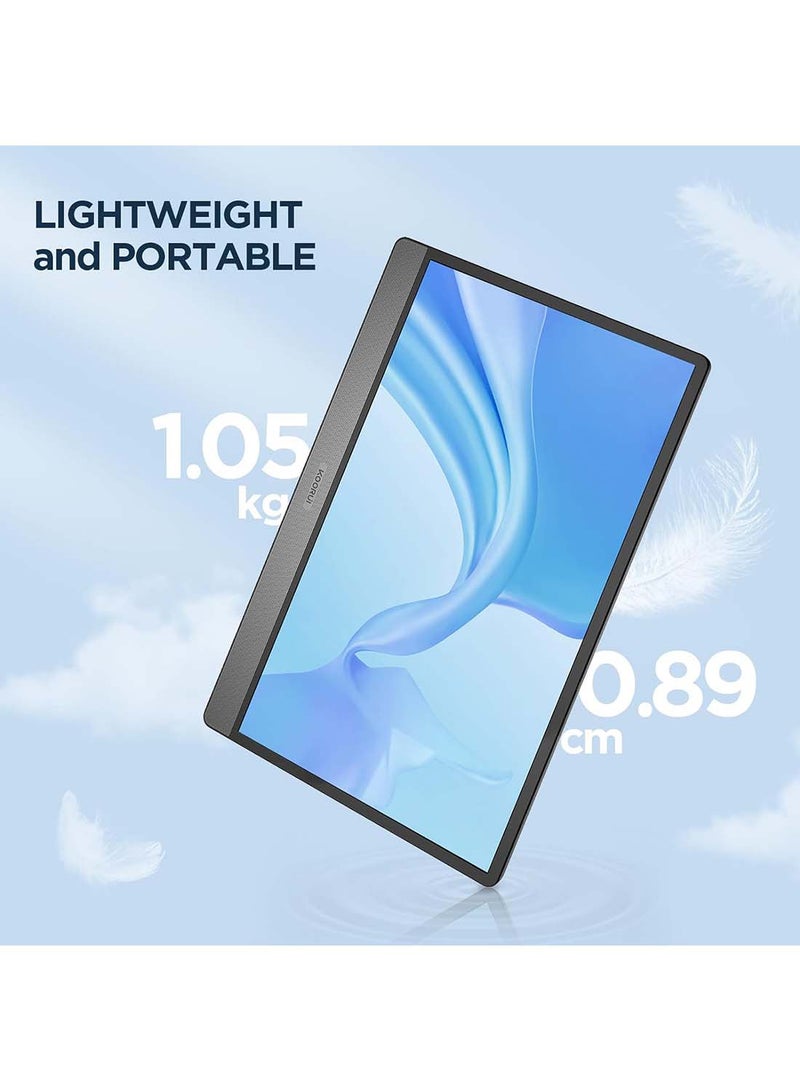 KOORUI شاشة محمولة بدقة 1080 بكسل FHD، شاشة كمبيوتر محمول USB-C، شاشة كمبيوتر HDMI، شاشة IPS للألعاب مع غطاء ذكي ممتاز ومكبرات صوت، شاشة خارجية لأجهزة الكمبيوتر المحمولة/الكمبيوتر الشخصي/Mac/الهاتف، 15.6 بوصة 60 هرتز (15B1) - Image 5