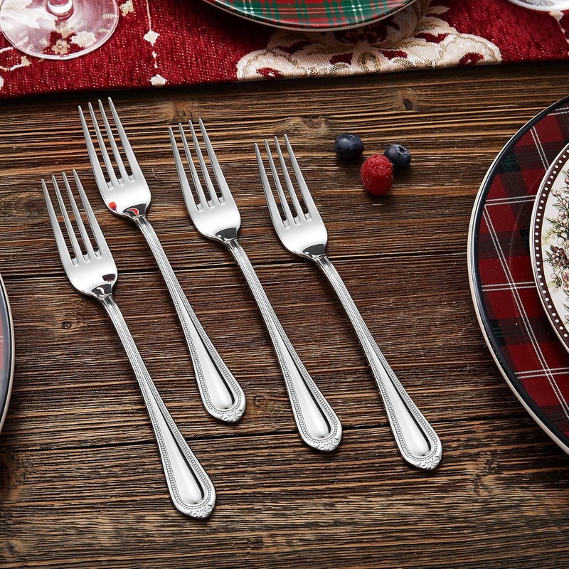 KEAWELL Pearl Edge 4Piece Premium Fork Set 1810 Stainless Steel Fine Silverware with Mirror Finish Dishwasher Safe 4 8 Dinner Forks - Image 3