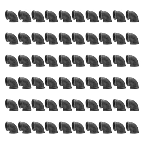 Home TZH 12 Threaded Elbow 60 Pack Gray Metal Pipe Fittings for Steampunk Vintage DIY Plumbing Shelf Brackets Furniture Dcor 60 12 - Image 1
