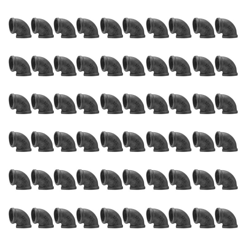 Home TZH 12 Threaded Elbow 60 Pack Gray Metal Pipe Fittings for Steampunk Vintage DIY Plumbing Shelf Brackets Furniture Dcor 60 12 - Image 2