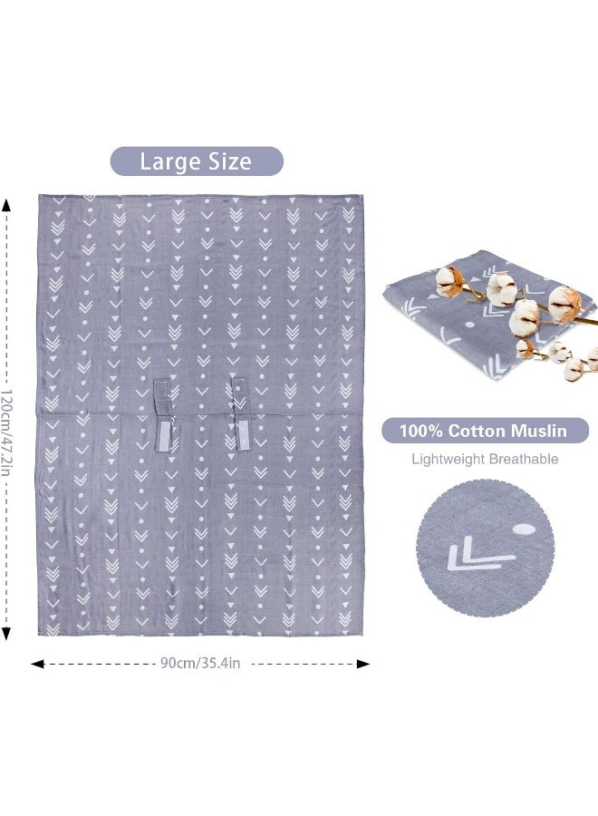 Metplus Muslin Baby Car Seat Canopy, Infant Carseat Cover - Extra Wide Universal Fit, Lightweight Breathable Soft for Babies Girls Shower Gift (Arrow) - Image 3