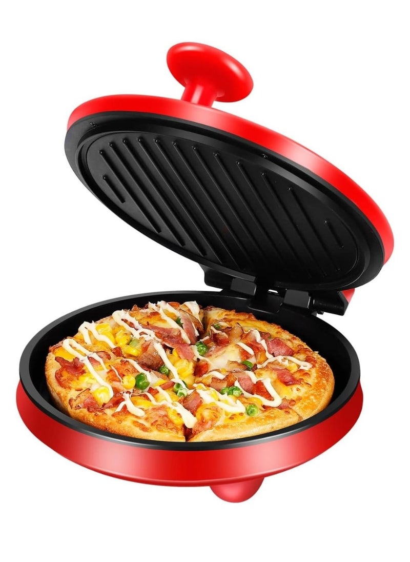 Generic - Electric Pizza Maker for Home 1000W | 220°C Fireproof Stone Plate | Perfect for Homemade Pizzas, Calzones, and Flatbreads | Fast Heating, Crispy Crust, Compact & Stylish Red Design | Easy to Use & Clean - Image 1