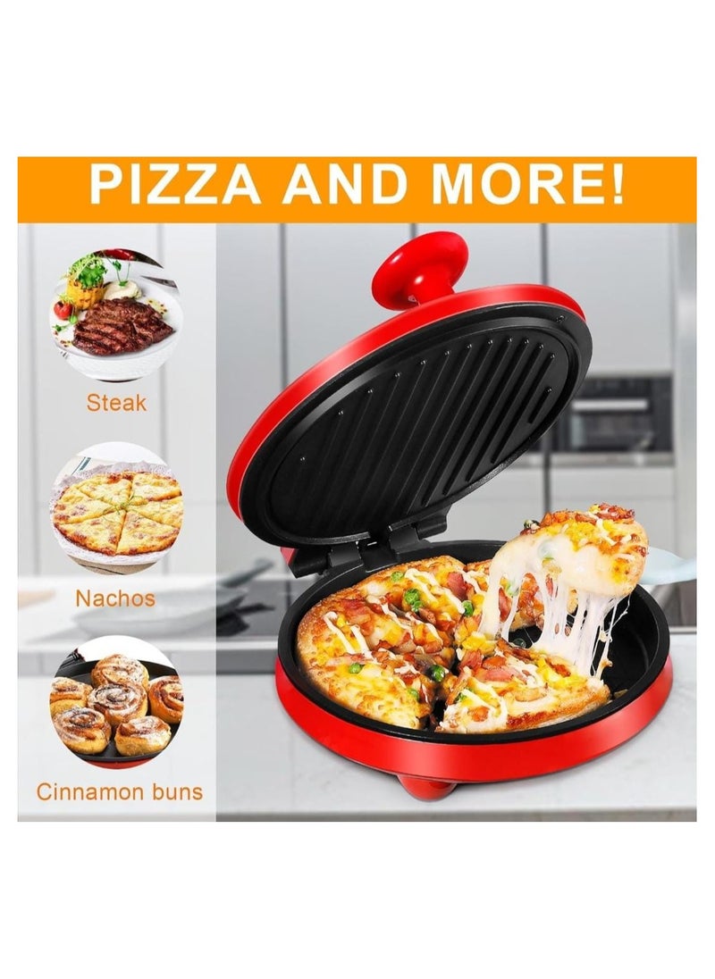 Generic - Electric Pizza Maker for Home 1000W | 220°C Fireproof Stone Plate | Perfect for Homemade Pizzas, Calzones, and Flatbreads | Fast Heating, Crispy Crust, Compact & Stylish Red Design | Easy to Use & Clean - Image 1