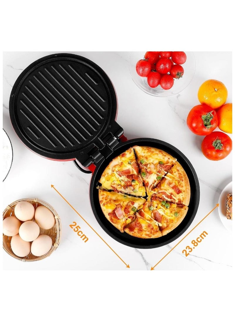 Generic - Electric Pizza Maker for Home 1000W | 220°C Fireproof Stone Plate | Perfect for Homemade Pizzas, Calzones, and Flatbreads | Fast Heating, Crispy Crust, Compact & Stylish Red Design | Easy to Use & Clean - Image 1