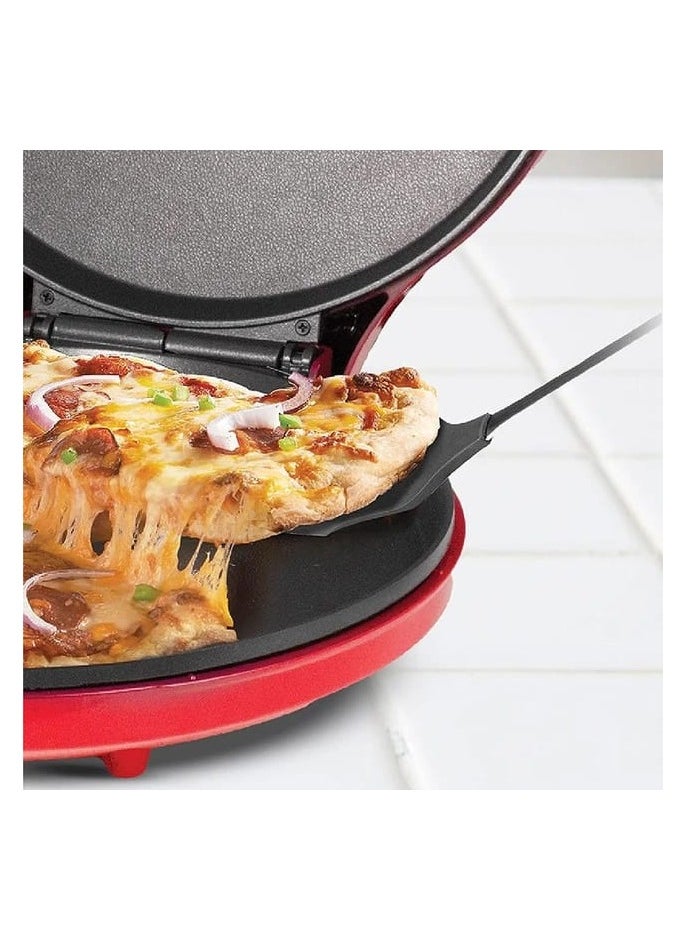 Generic - Electric Pizza Maker for Home 1000W | 220°C Fireproof Stone Plate | Perfect for Homemade Pizzas, Calzones, and Flatbreads | Fast Heating, Crispy Crust, Compact & Stylish Red Design | Easy to Use & Clean - Image 1