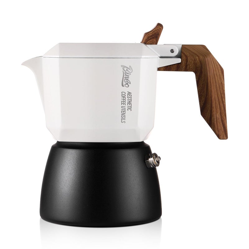 Bincoo Bincoo Stovetop Espresso Maker Moka Pot Italian Coffee Maker Classic Cafe Percolator Maker for Italian Brewing 2 Espresso Cups WhiteBlack