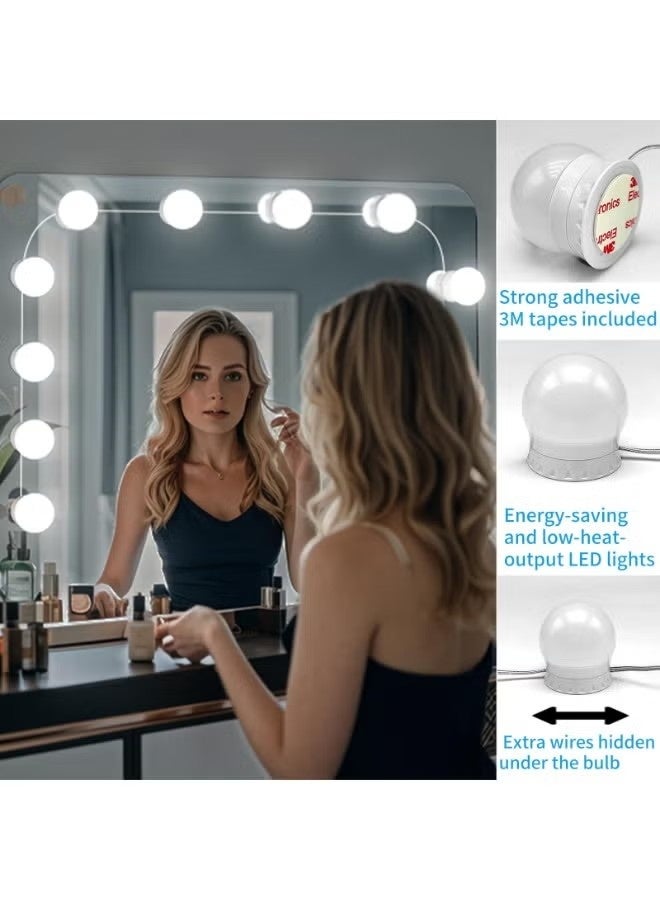 14 LED Hollywood Vanity Mirror Lights, Dimmable Makeup Mirror Light with 3 Color Temperatures, USB Powered Bathroom and Dressing Table Lighting with Remote Control, Perfect Gift for Women (White) - Image 3